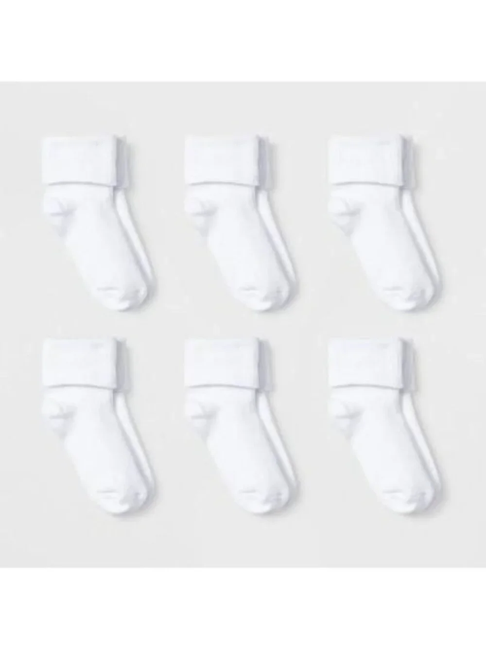 Cat & Jack Toddler 6pk Low Cut Bobby Socks  White 2T-3T: Knit, Turnback Cuf